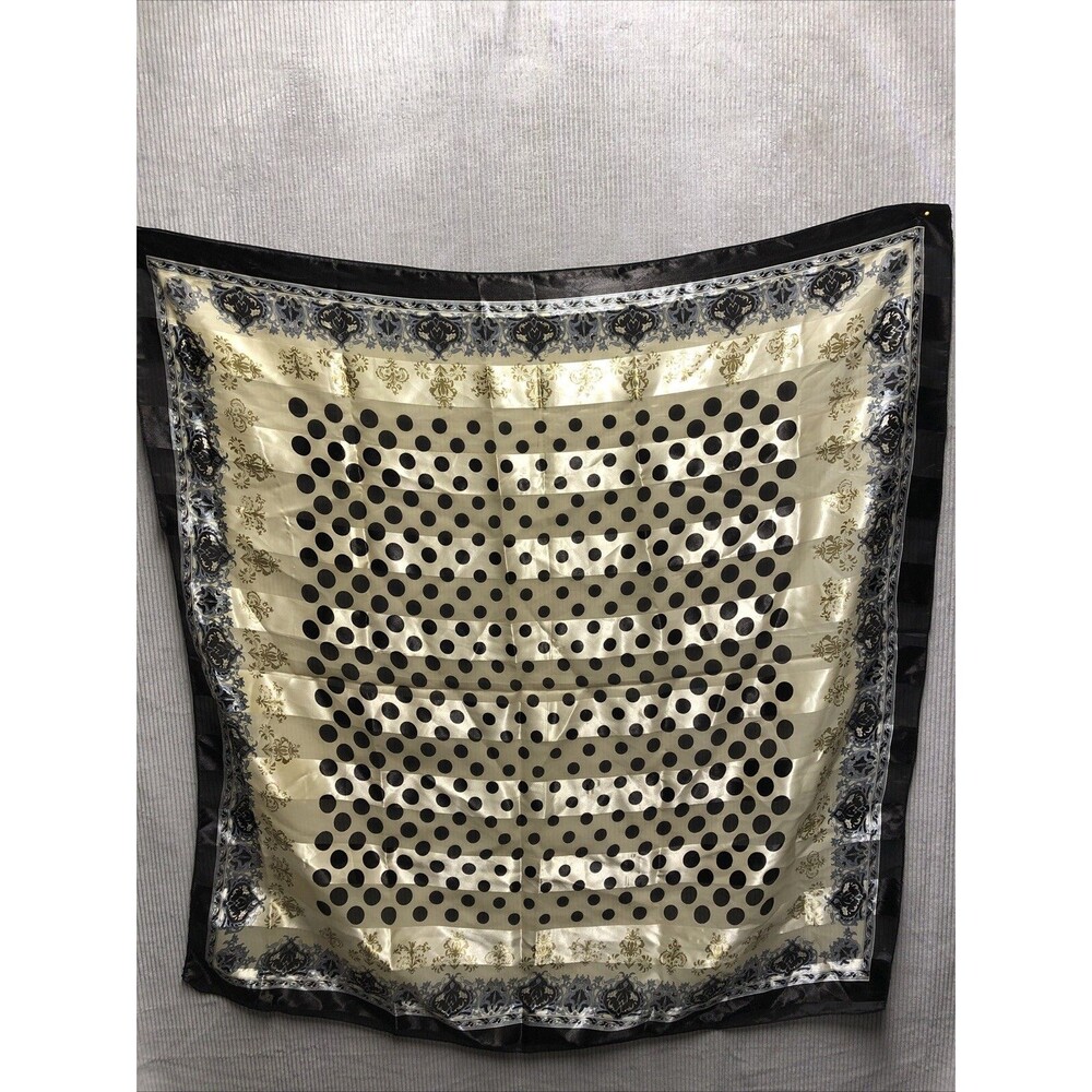 Unbranded Square Scarf Polka Dot Brown Cream Gold Multipurpose